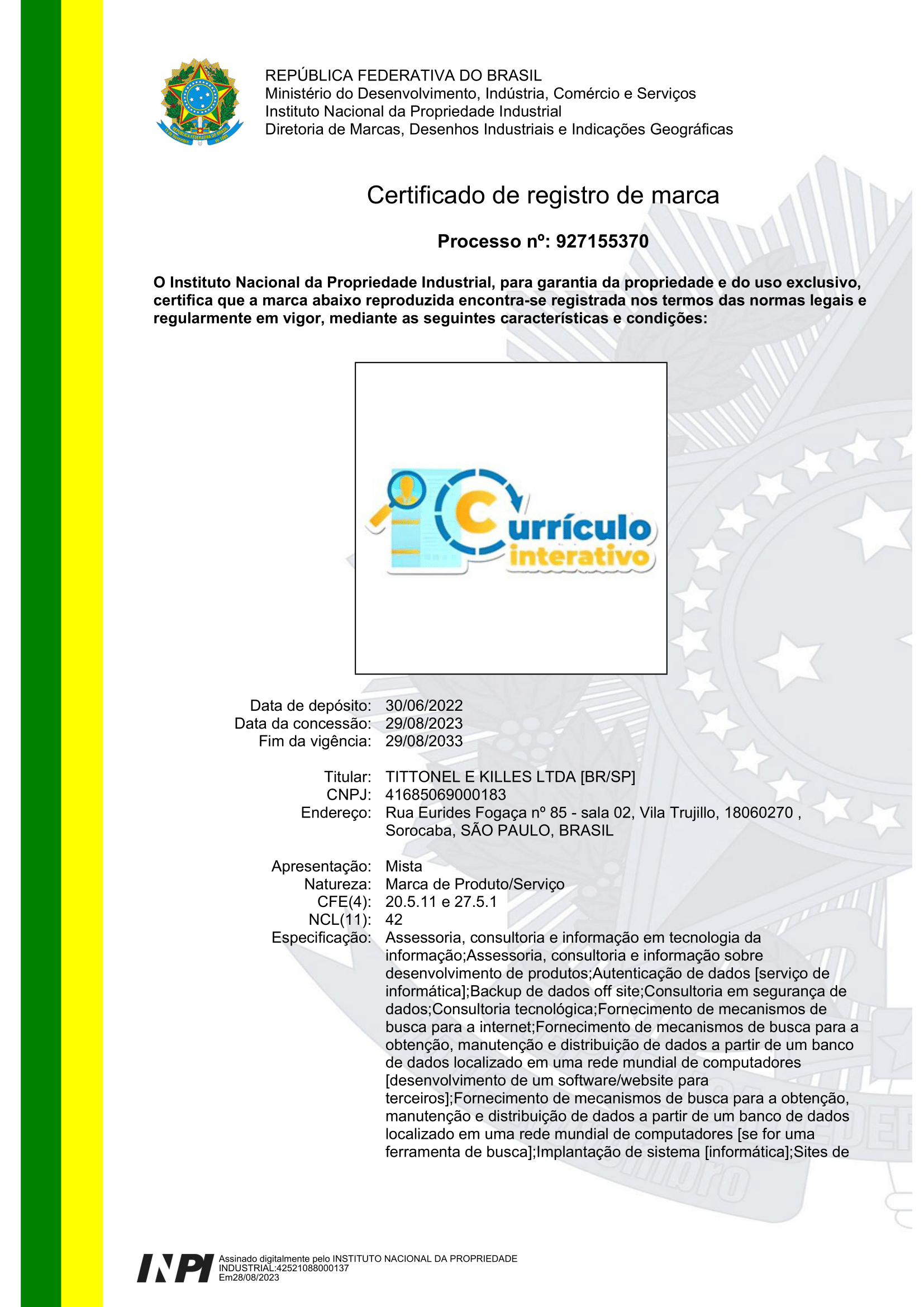 Certificado de Registro de Marca 2