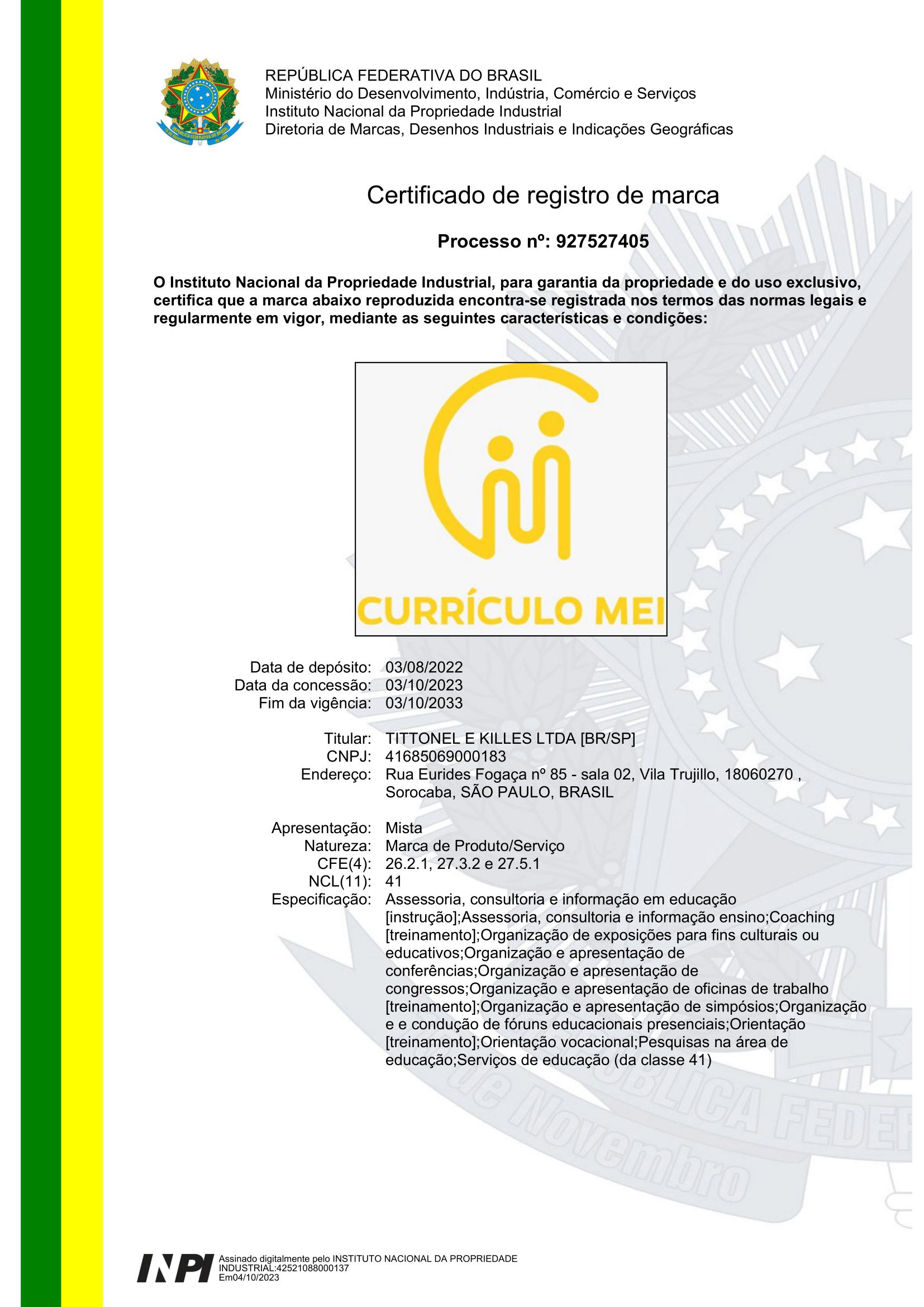 Certificado de Registro de Marca 2