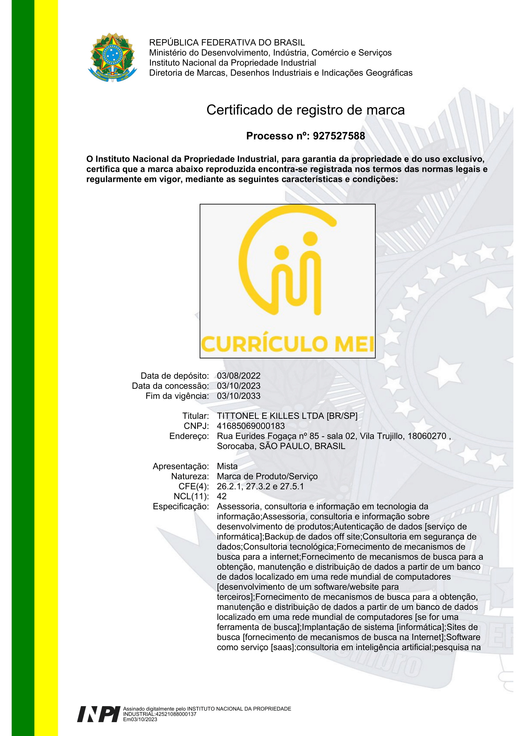 Certificado de Registro de Marca 2